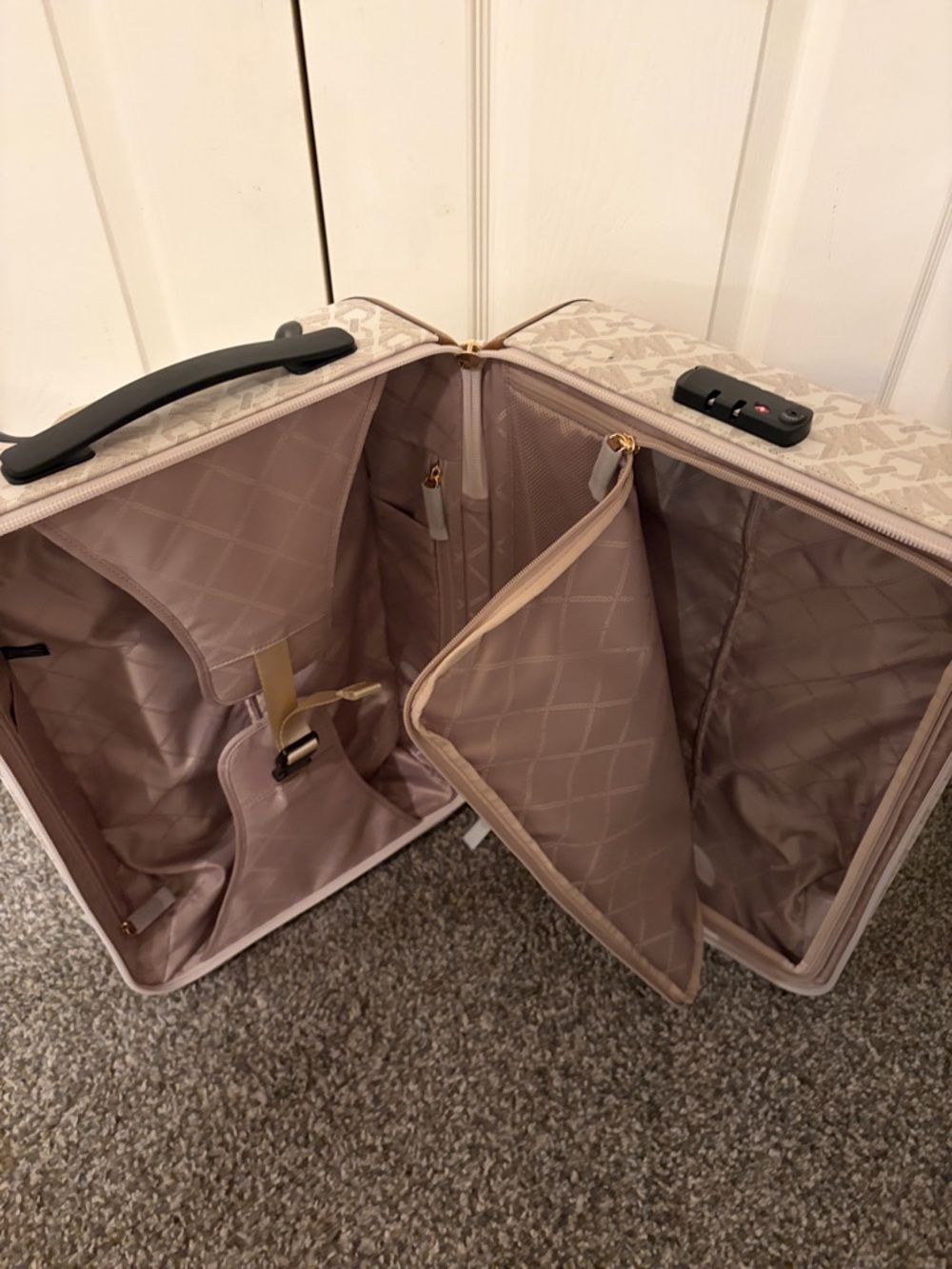 Michael Kors Cream and Tan Monogram Carry-On Spinner - Picture 3 of 4